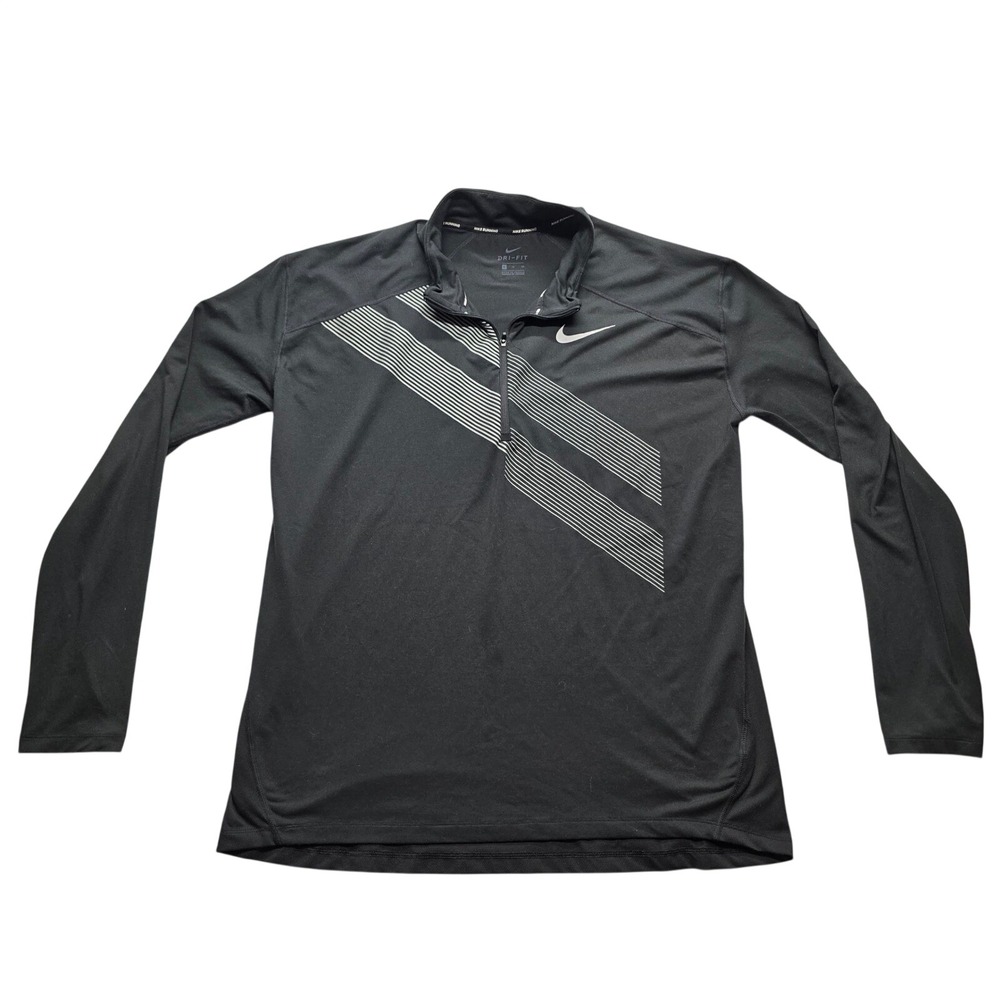 Nike Running Dri-FIT Pullover Athletic Black Stripe 1/4 Zip XL‎